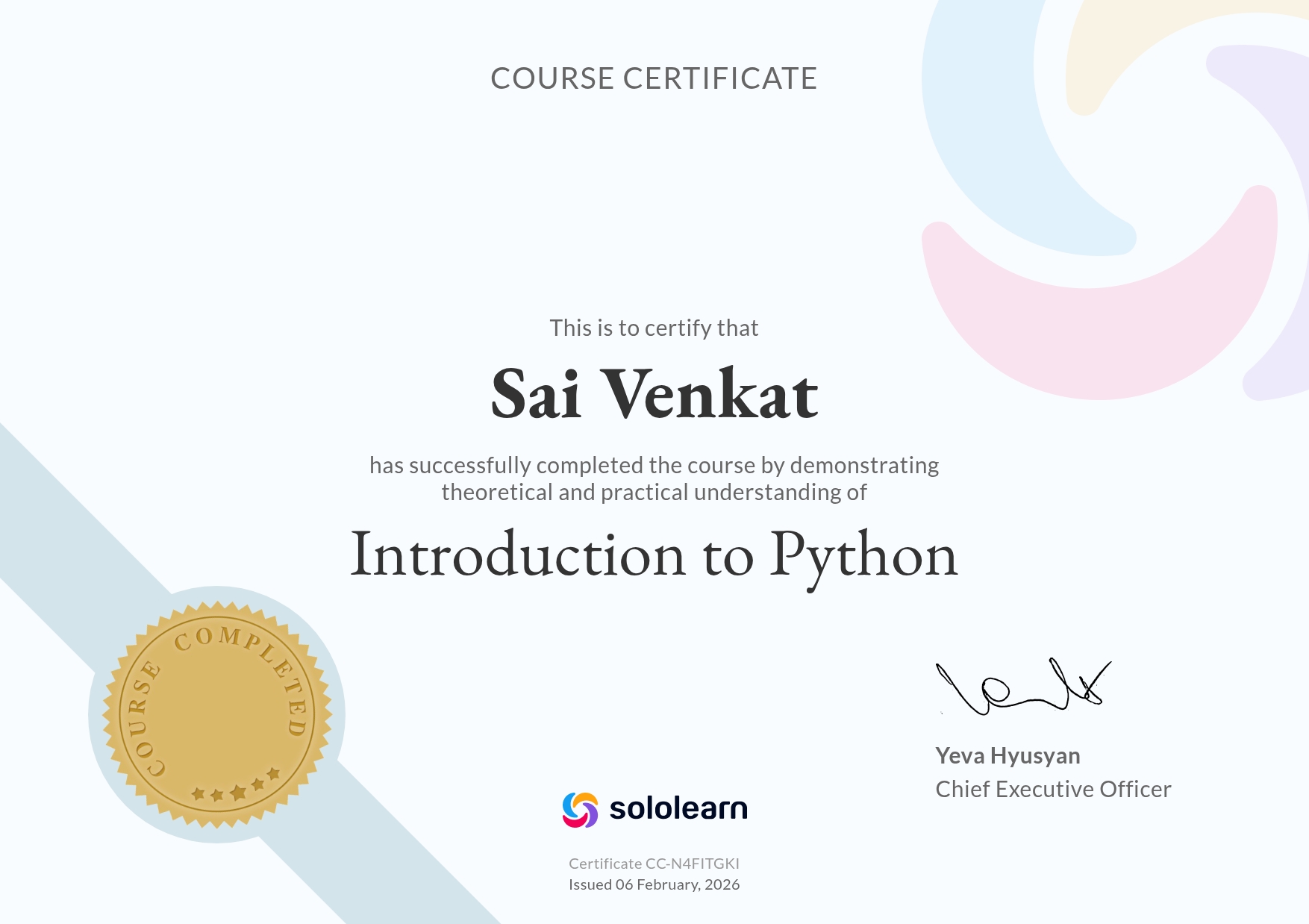 Python certificate